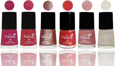 

FABIA Rich Toxic Free Perfection Shine Nail Polish Set of 6 (239201953) Magenta-Shock Pink Light-Light Nude-Red Orange-Shrimp Pastell-Light Cream(Pack of 6)