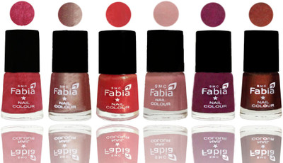 

FABIA Rich Toxic Free Perfection Shine Nail Polish Set of 6 (239202006) Shock Pink Light-Light Nude-Red Orange-Shrimp Pastell-Cherry Blossom-Berry(Pack of 6)