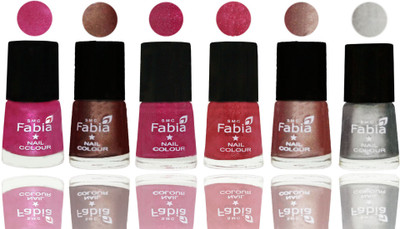

FABIA Rich Toxic Free Perfection Shine Nail Polish Set of 6 (239201882) Pink-Light Coffee-Magenta-Shock Pink Light-Light Nude-Silver(Pack of 6)