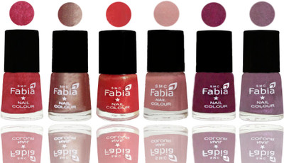 

FABIA Rich Toxic Free Perfection Shine Nail Polish Set of 6 (239201998) Shock Pink Light-Light Nude-Red Orange-Shrimp Pastell-Cherry Blossom-Light Violet(Pack of 6)
