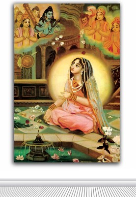 TAMATINA Devaki Mother Of Krishna - Shree Krishna for - Modern Art Krishna Yashoda for Décor - for ation - for Bedroom - for Living Room - Religious Hindu for wall - Large for Bedroom - Décor - Kerala Mural Art - for Oil 12 inch x 8 inch Painting(Without Frame)