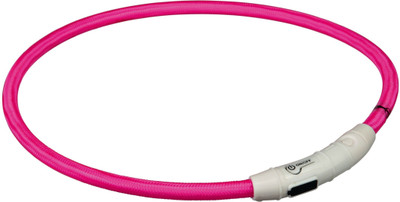 

Trixie Glow Collars Dog Safety Ring with USB (Pink) (L-XL) Plain Dog Collar Charm(Pink, Round)
