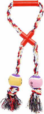 

SRI Imported High Quality Rope Tug With Tennis Ball Toy For Dog (Color May Be Vary) Cotton Chew Toy For Dog