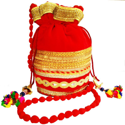 

Purpledip Rich Velvet Potli Bag (Clutch, Drawstring Purse, Evening Handbag) For Women Potli(Multicolor)