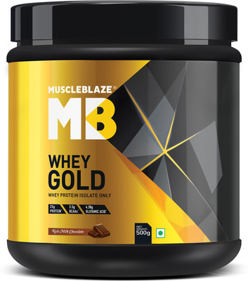 

MuscleBlaze Whey Gold 100% Whey Isolate Whey Protein(500 g, Rich Milk Chocolate)