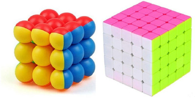 

MINDBLOCKS Bubble Cube Stickerless & 5x5 Stickerless Cube Smooth Quality Bright Colors Educational 3D Puzzle Toy Recommended Age 3-99 Years(2 Pieces)