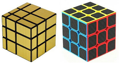 zhomcollection Zhom Mirror Cube Gold And Smooth Carbon Cube Pack Of 2(2 Pieces)
