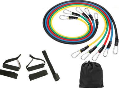 

NIRVA Exercise Bands 11 PCS Workout bands with Door Anchor, Ankle Straps Resistance Tube(Multicolor)