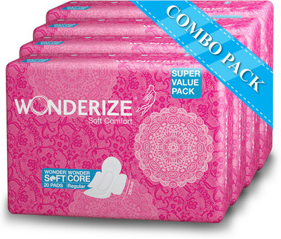 

Wonderize Soft Comfort 230mm - 20 pads (Combo of 4) Sanitary Pad(Pack of 80)