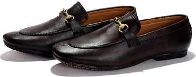 

Hush Berry Designer Buckle Hand Stitched Formal Men Loafer Boots Shoes Slip On For Men(Brown