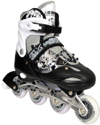 

HOMMER Long Feng Adjustable Shoes (Large) In-line Skates - Size 6- 8 UK(Black, White)