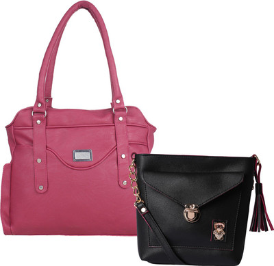 

Element Cart Women Casual, Evening/Party, Formal Pink, Black PU Sling Bag, Black;pink