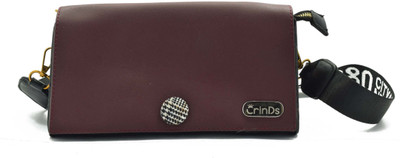 

Crinds Women Casual Maroon Leatherette Sling Bag