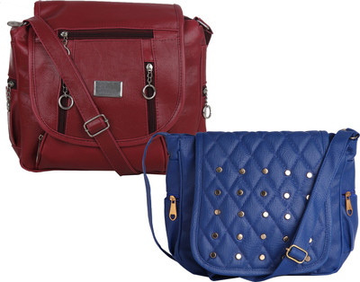 

Element Cart Women Casual, Evening/Party, Formal Maroon, Blue PU Sling Bag, Blue;maroon