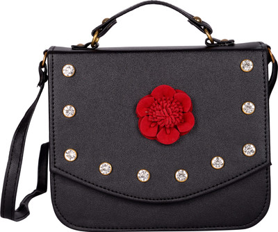 

Exotique Women Casual Black Leatherette Sling Bag