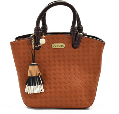 

Crinds Women Casual Brown Leatherette Hand-held Bag