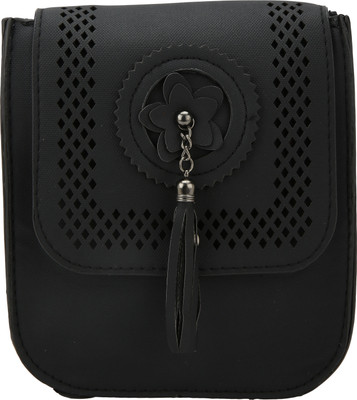 

BMR Women Casual Black PU Sling Bag