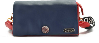 

Crinds Women Casual Blue Leatherette Sling Bag