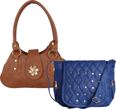 

Element Cart Women Casual, Evening/Party, Formal Brown, Blue PU Sling Bag, Blue;brown