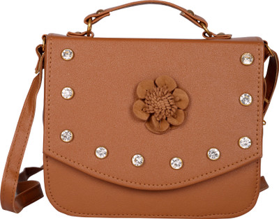 Exotique Women Casual Brown Leatherette Sling Bag