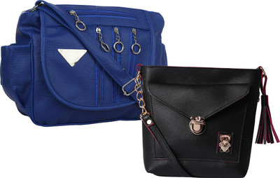 

Fillin Cart Women Casual, Evening/Party, Formal Blue, Black PU Sling Bag, Black;blue