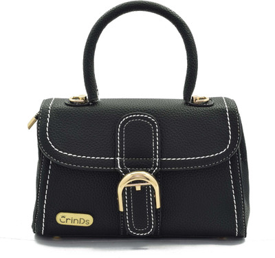 

Crinds Women Casual Black Leatherette Hand-held Bag