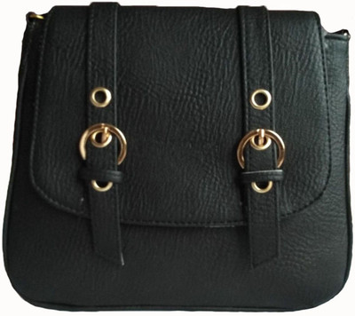 

Rosy Women Casual Black PU, Cotton Sling Bag