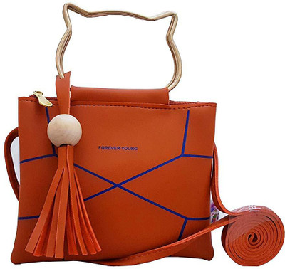 

BUY FOR CHANGE LLP Women Casual, Formal Orange PU Sling Bag