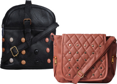 

Element Cart Women Casual, Evening/Party, Formal Black, Brown PU Sling Bag