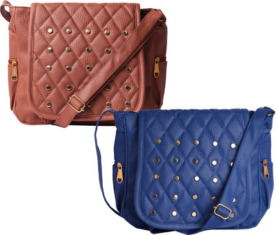 

Element Cart Women Casual, Evening/Party, Formal Brown, Blue PU Sling Bag, Blue;brown