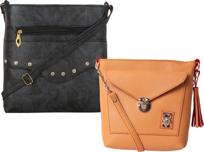 

Fillin Cart Women Casual, Evening/Party, Formal Black, Yellow PU Sling Bag