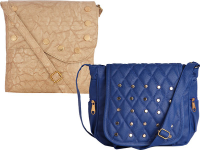 

Element Cart Women Casual, Evening/Party, Formal Beige, Blue PU Sling Bag