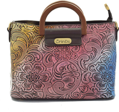 

Crinds Women Casual Brown Leatherette Hand-held Bag