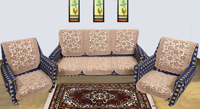 KUBER INDUSTRIES Velvet 3+2 Seater Sofa Floral Cover(Pack of 6 Brown)