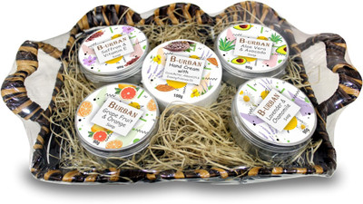 

B-URBAN Aloevera avocado grape fruit and orange lavender chamomile saffron soaps and hand cream special offer gift pack made with all natural ingredients(90 g, Pack of 5)