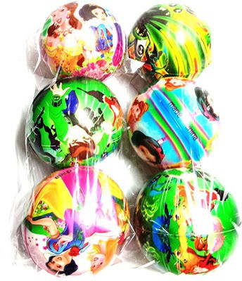 

KIDZIAN cartoon character printed soft balls (6 piece) squeeze balls for playing & Decorations - 10 cm(Muticolour)
