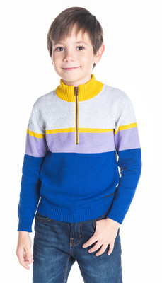 Cherry Crumble by Nitt Hyman Solid High Neck Casual Boys & Girls Multicolor Sweater