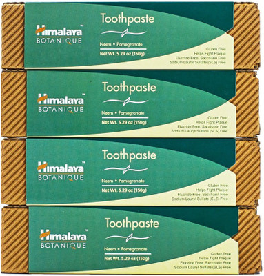 

Himalaya Neem and Pomegranate Toothpaste, Natural, Fluoride-Free, SLS Free, Gluten Free & Saccharin Free, 5.29 oz (150 g), 4 PACK Toothpaste(175 g, Pack of 4)