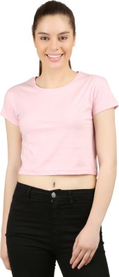 Ap'pulse Casual Short Sleeve Solid Women Pink Top