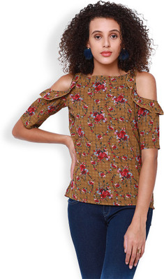 Tokyo Talkies Casual Half Sleeve Printed Women Yellow Top