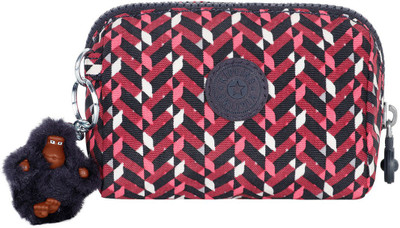 Kipling Cosmetic Pouch(Pink), Pink chevron bl
