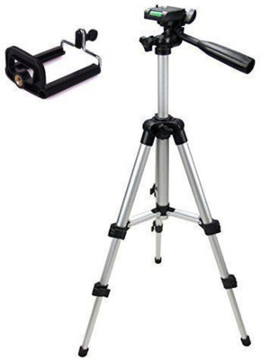 

STOCKHAWKERS Tripod-3110 Portable Adjustable Aluminum Lightweight Camera Stand With Three-Dimensional Head & Quick Release Plate For Video Cameras and mobile Tripod Tripod(Silver, Supports Up to 1500)