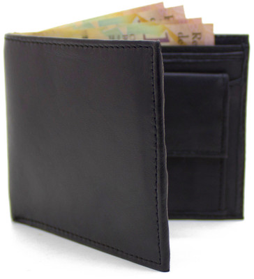 

flex boom Men Black Genuine Leather Wallet(4 Card Slots)