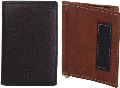 

Lady bar Men Multicolor Genuine Leather Card Holder(18 Card Slots), Brown;tan