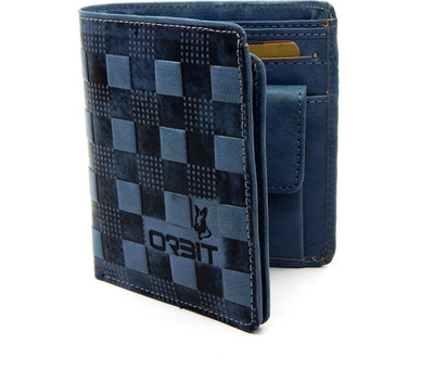 

Orbit Men Blue Genuine Leather, Fabric Wallet(10 Card Slots)