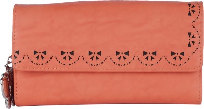 

Butterflies Women Pink Artificial Leather Wallet(6 Card Slots), Dark peach