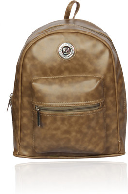 

Leather Land Trendy D cut Backpack In Khaki 6 Backpack(Khaki), Khaki brown