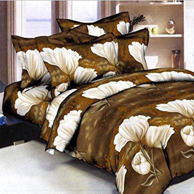 SOAK N SPA 140 TC Microfiber Double Floral Flat Bedsheet(Pack of 1, Multicolor)