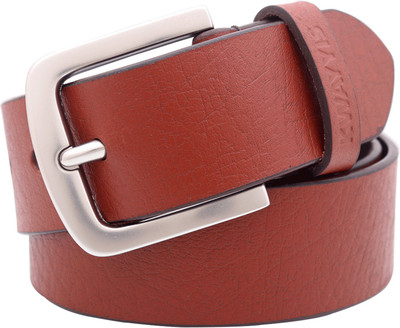 

KWAYYIS Men Casual Red Genuine Leather Belt, Cherry red