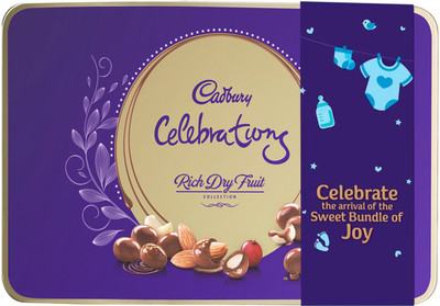 

Cadbury Celebrations Rich Dry Fruit Chocolate New Born Baby Blue Sleeve Gift Pack, 177 gm Brittles(177 g)